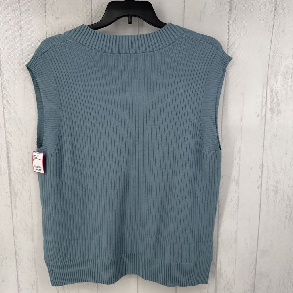 XL ribbed v-neck cap slv top