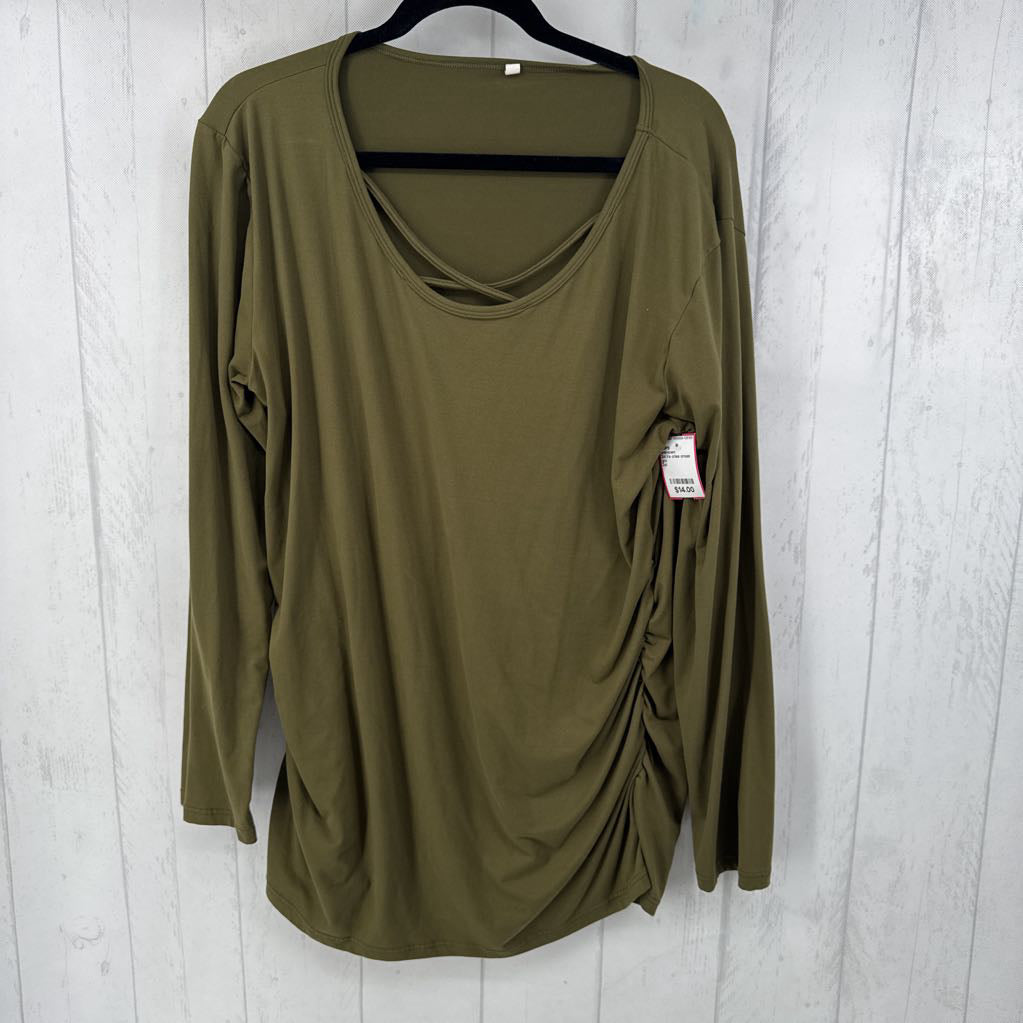2xl l/s criss cross ruched side top