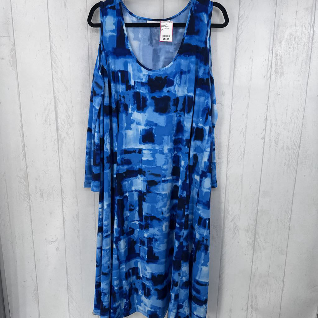 3X printed cold shoulder dress