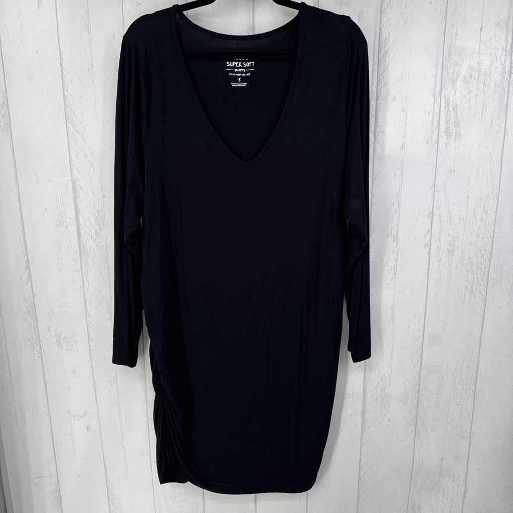3 l/s v-neck ruched side dress