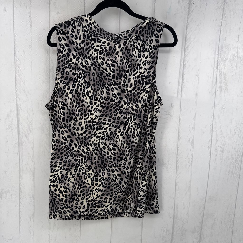 3X animal print drape neck cami