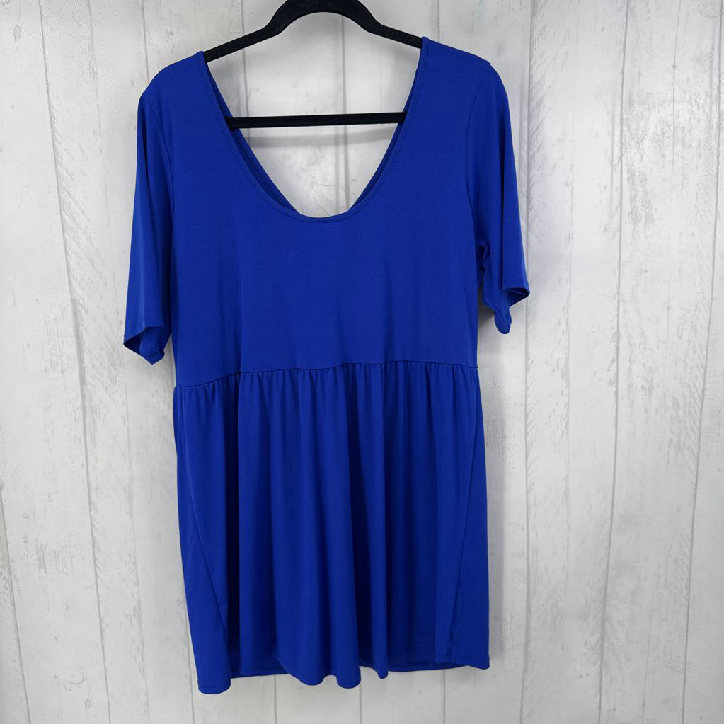 2X ruched v-neck s/s babydoll top