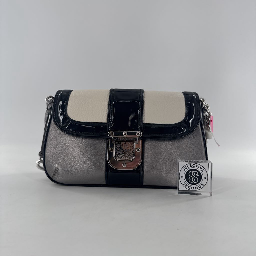 colorblock leather chain strap purse