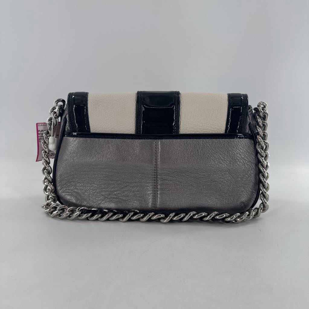 colorblock leather chain strap purse
