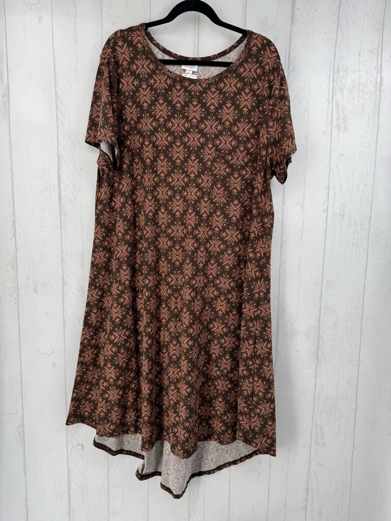 3XL printed hi-lo s/s dress