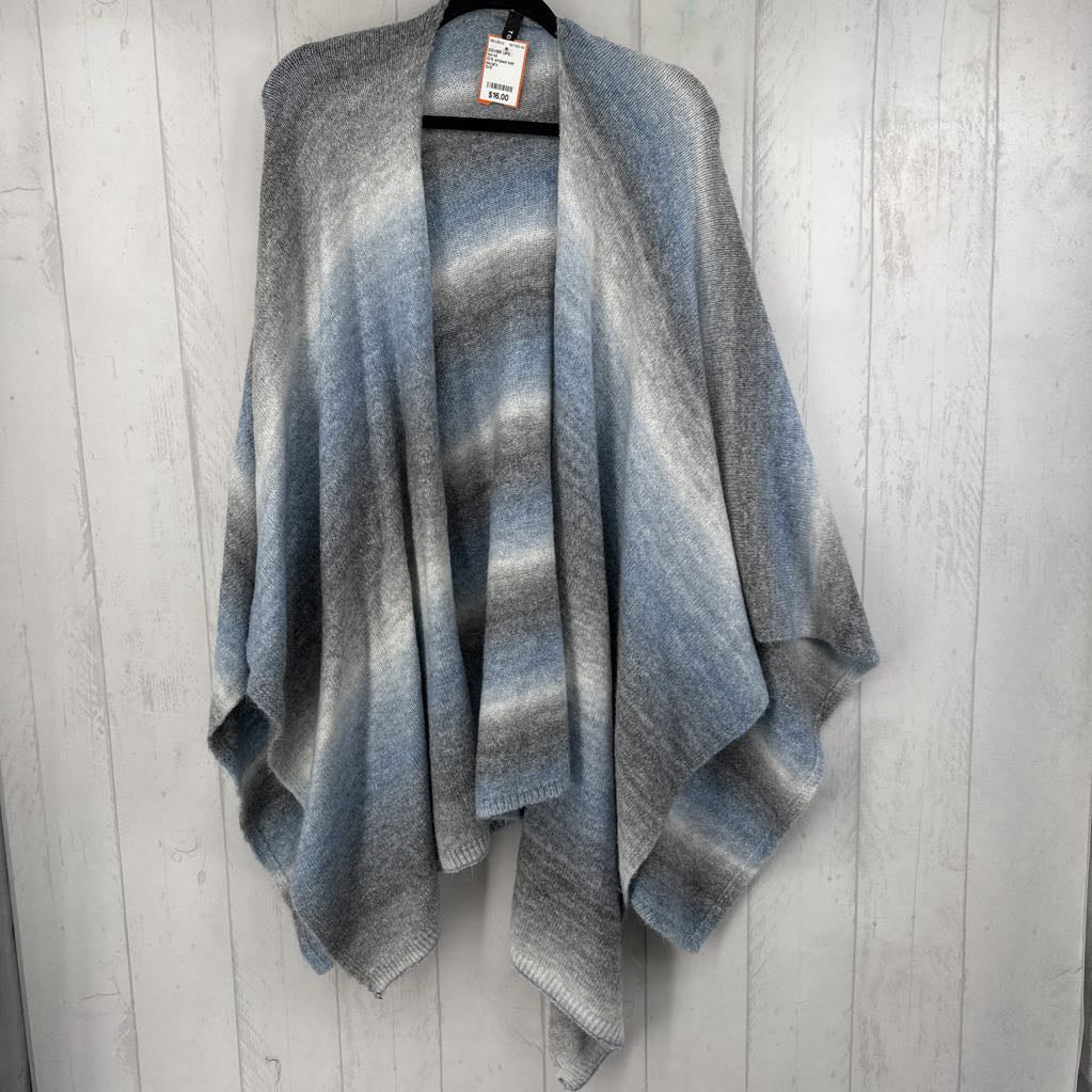 O/S striped knit poncho