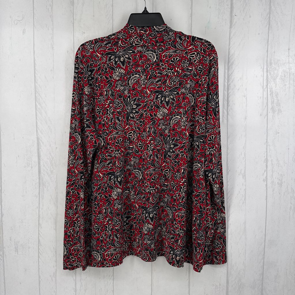 1X mock-neck printed l/s top