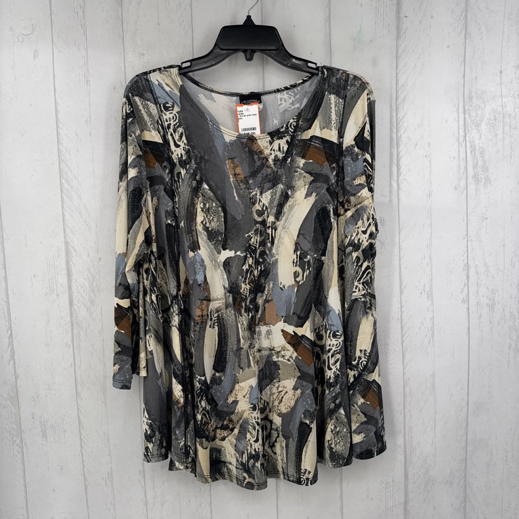 L 3/4 slv print tunic