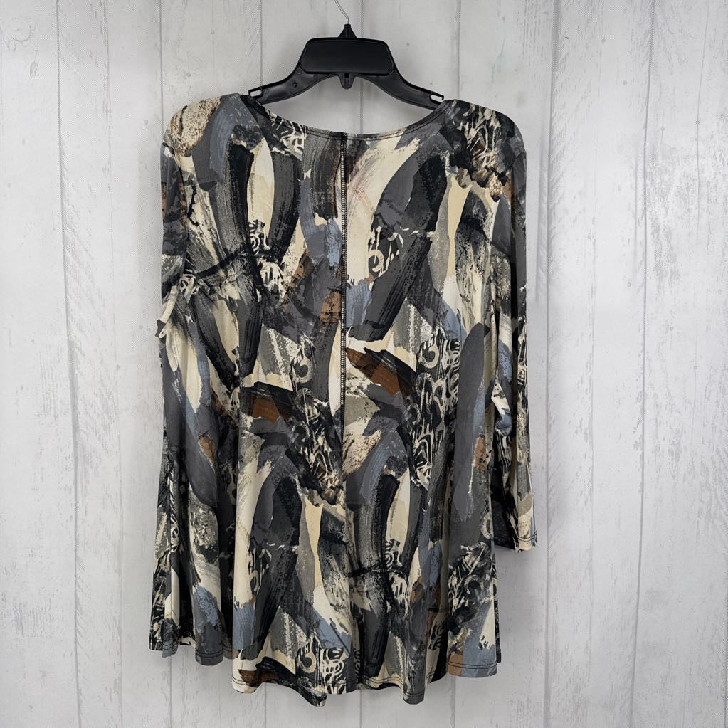 L 3/4 slv print tunic