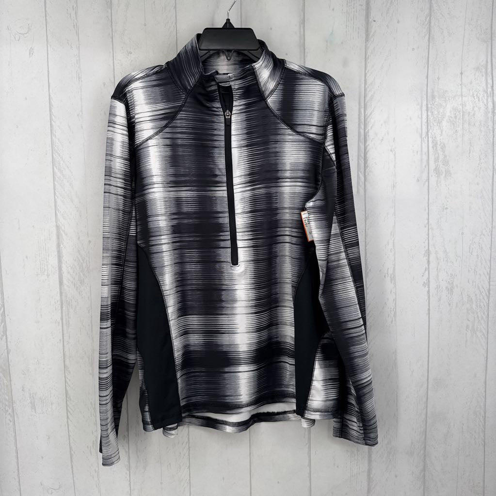 XL striped 1/2 zip l/s pullover