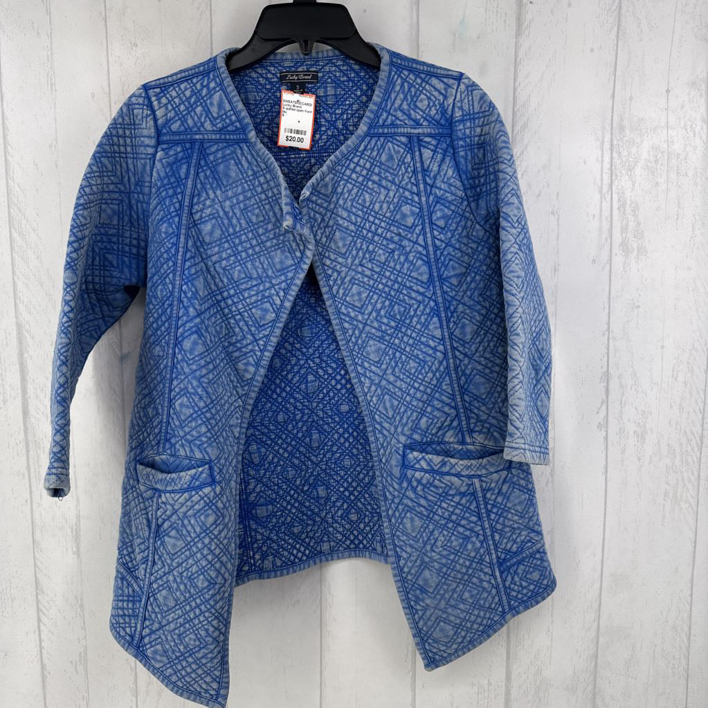 S quilted open front 3/4 slv cardi