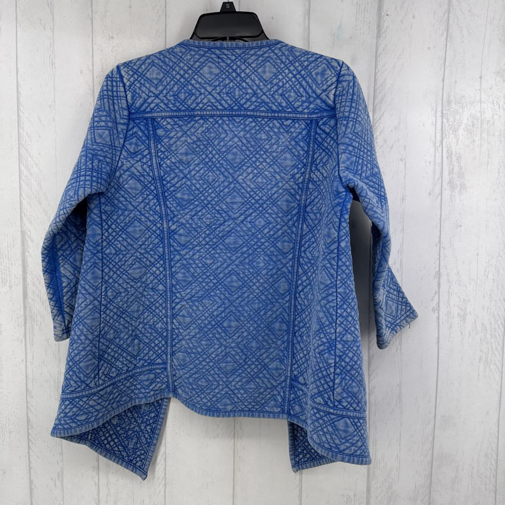 S quilted open front 3/4 slv cardi