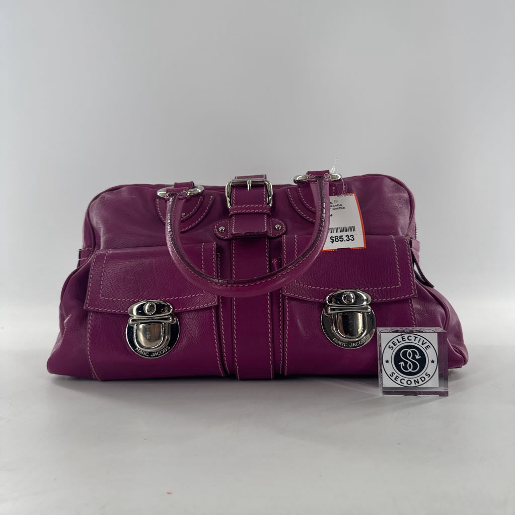 leather double handle bag