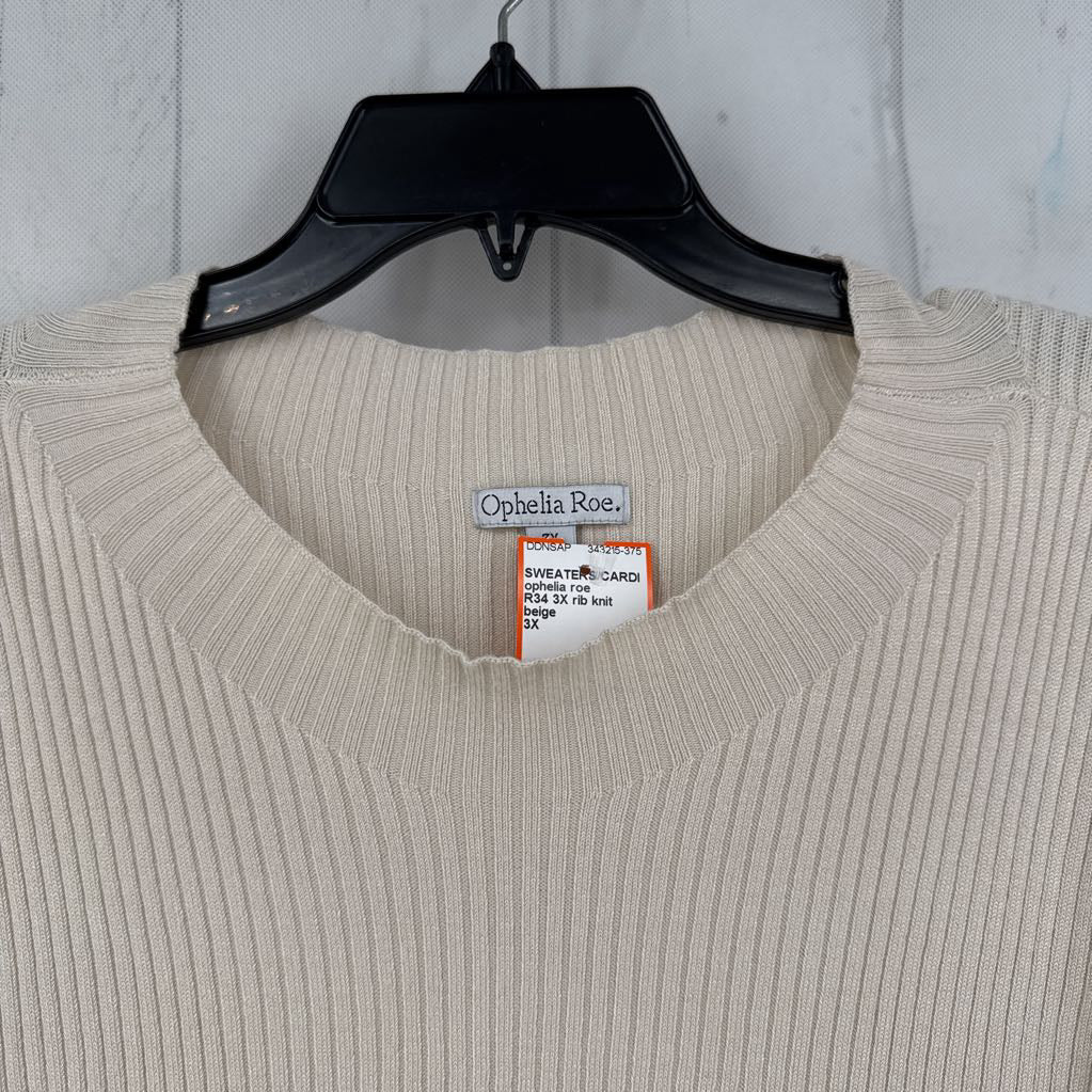 R34 3X rib knit mock-neck sweater