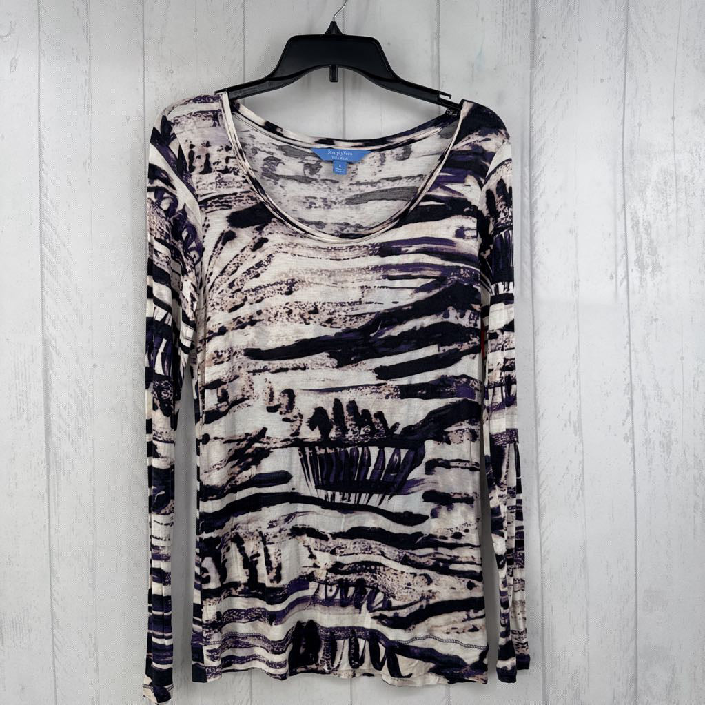 S printed scoop neck l/s tee