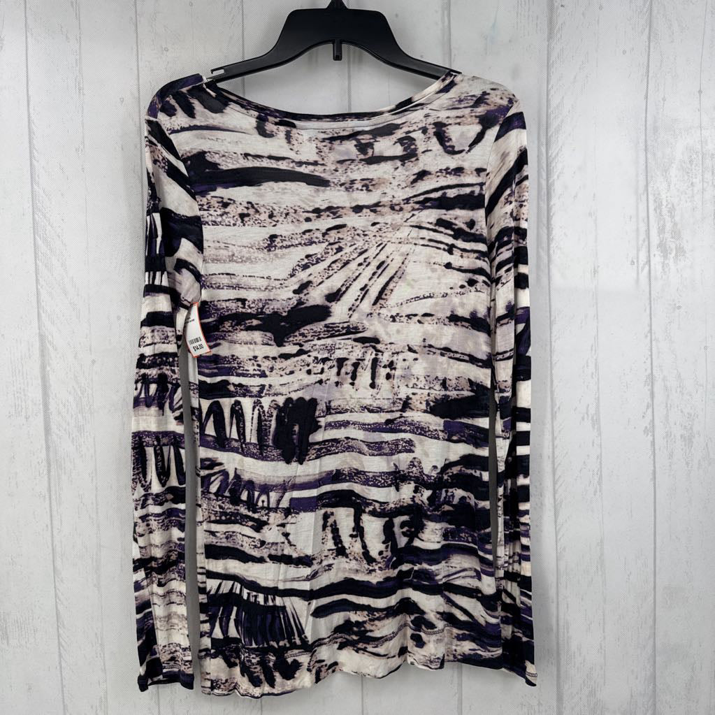 S printed scoop neck l/s tee