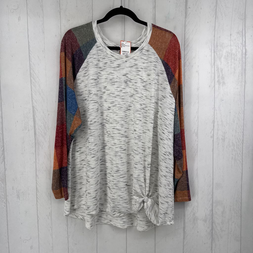R35 2X mixed print l/s top