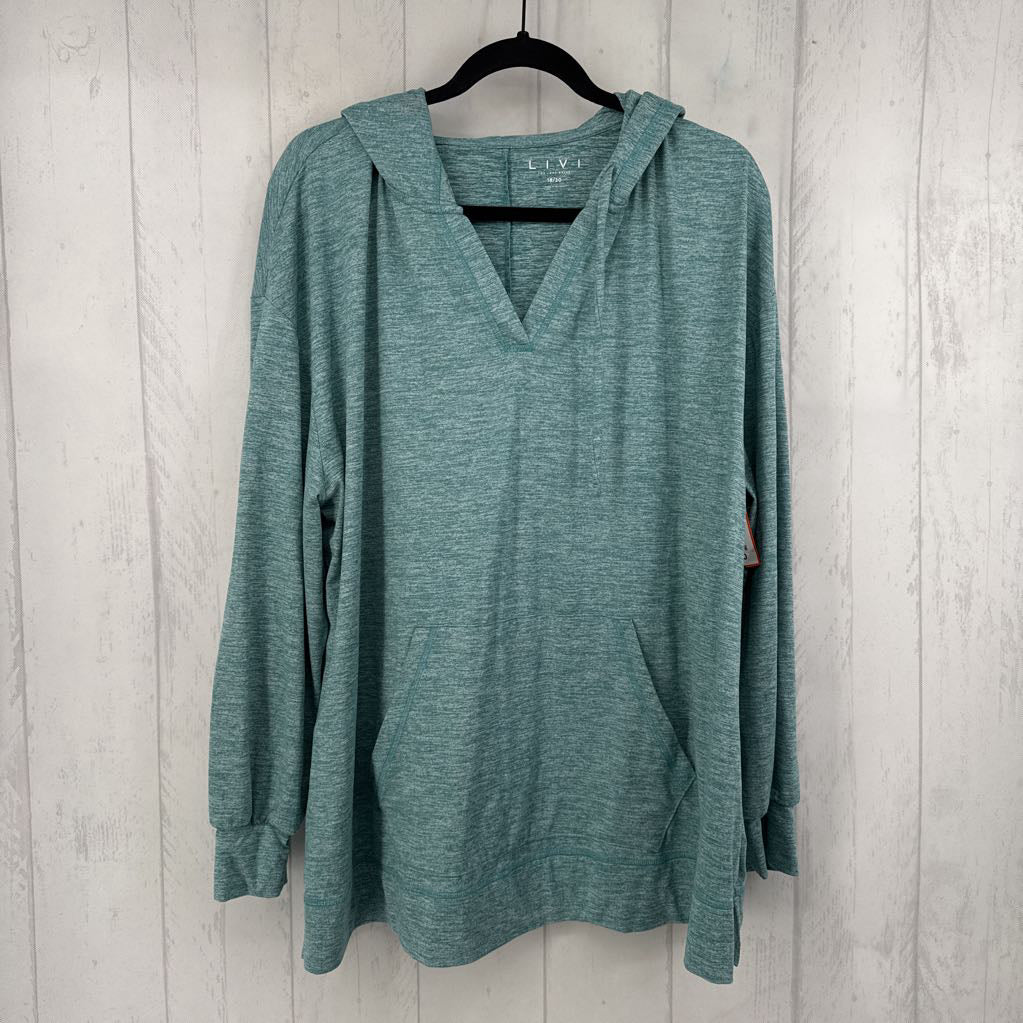 18/20 marled l/s pullover w/hood