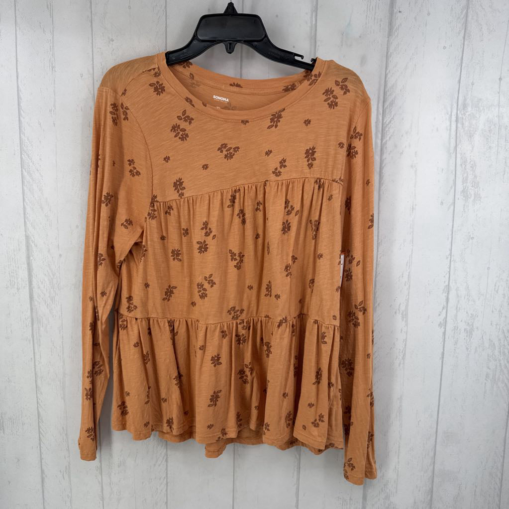 XL flo print tiered l/s top