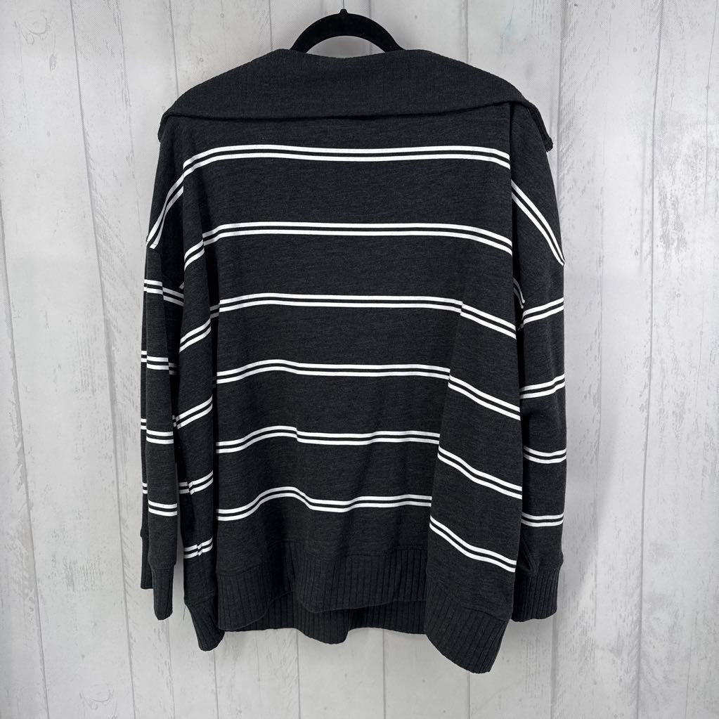 2X striped quarter-zip pullover