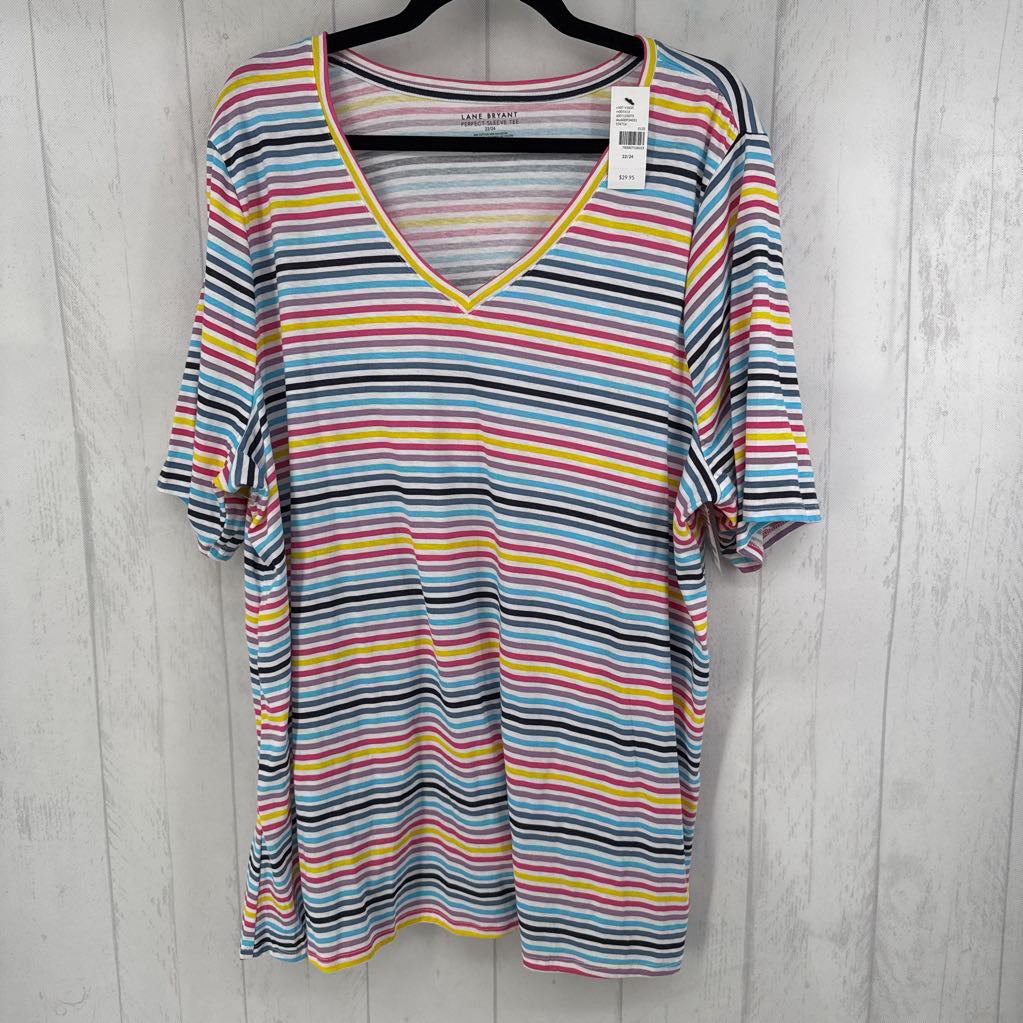 22/24 striped v-neck s/s tee