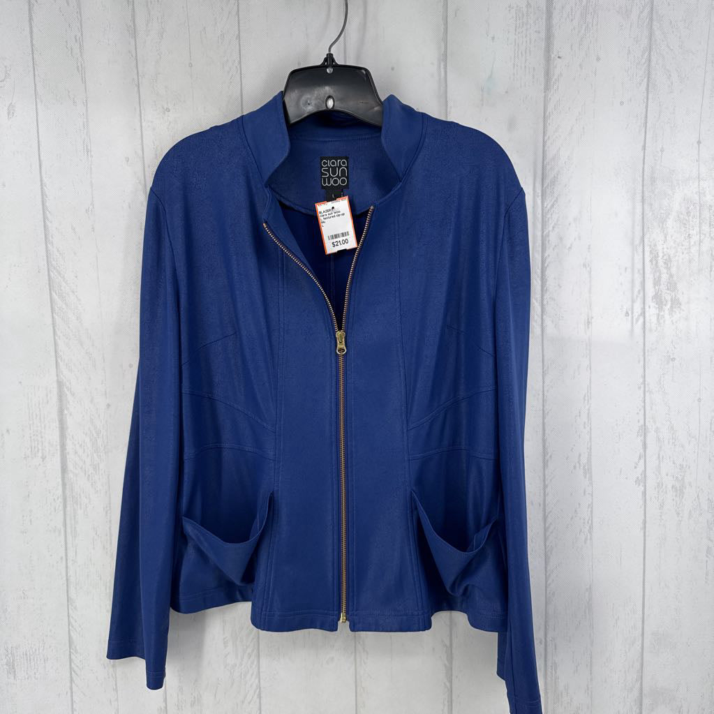 L textured zip-up blazer