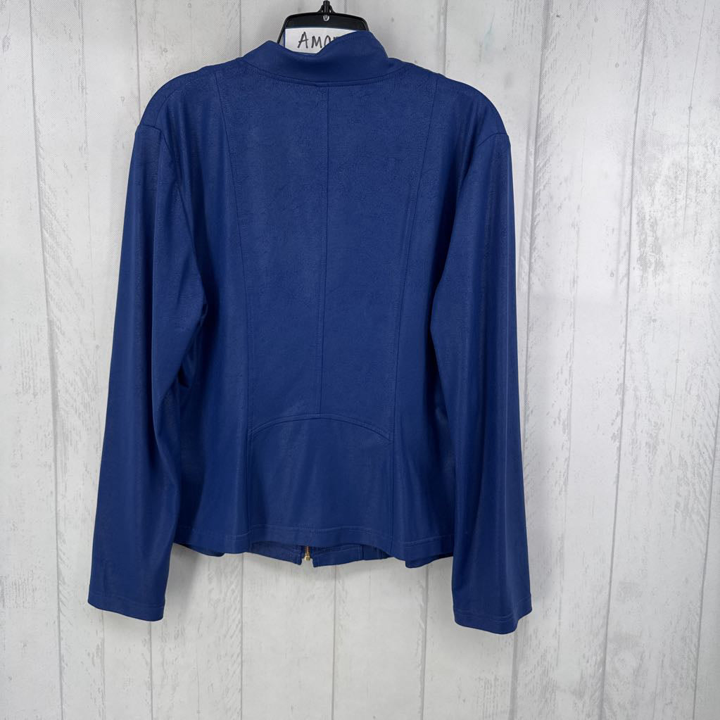 L textured zip-up blazer