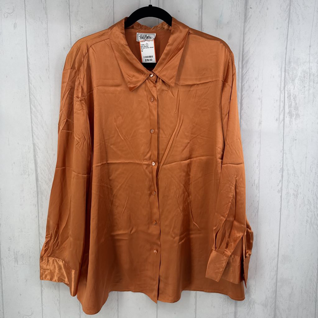 26 silk button down l/s top