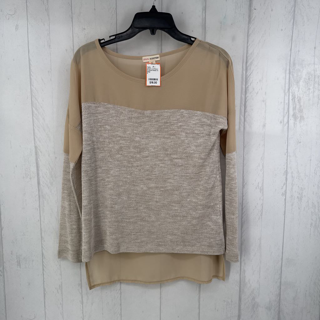 S mixed-media l/s top