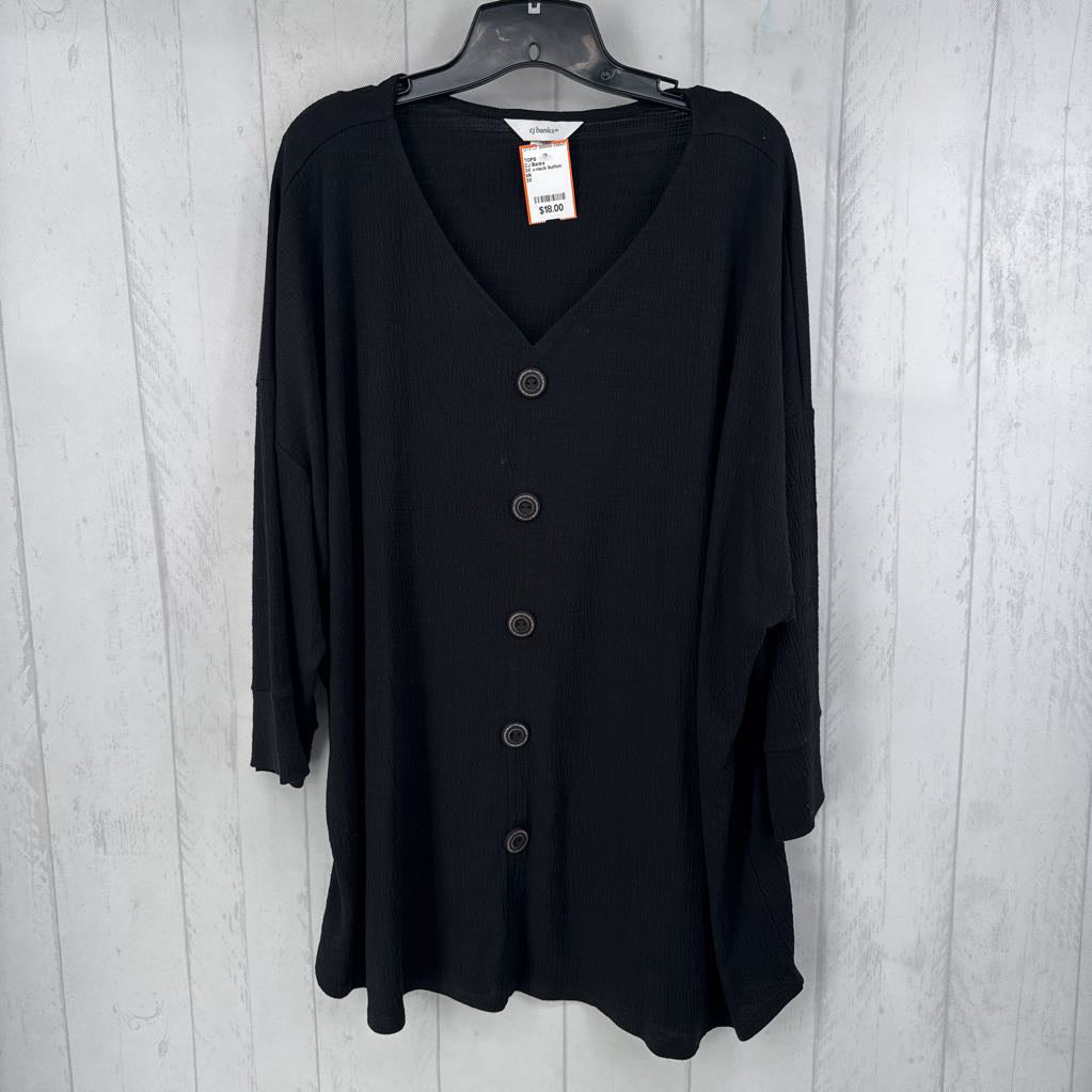 3X v-neck button down 3/4 slv tunic