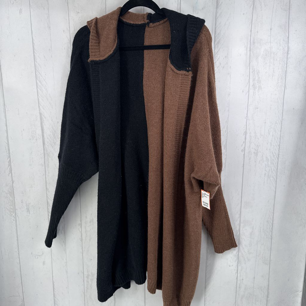 2XL colorblock sweater cardi w/hood