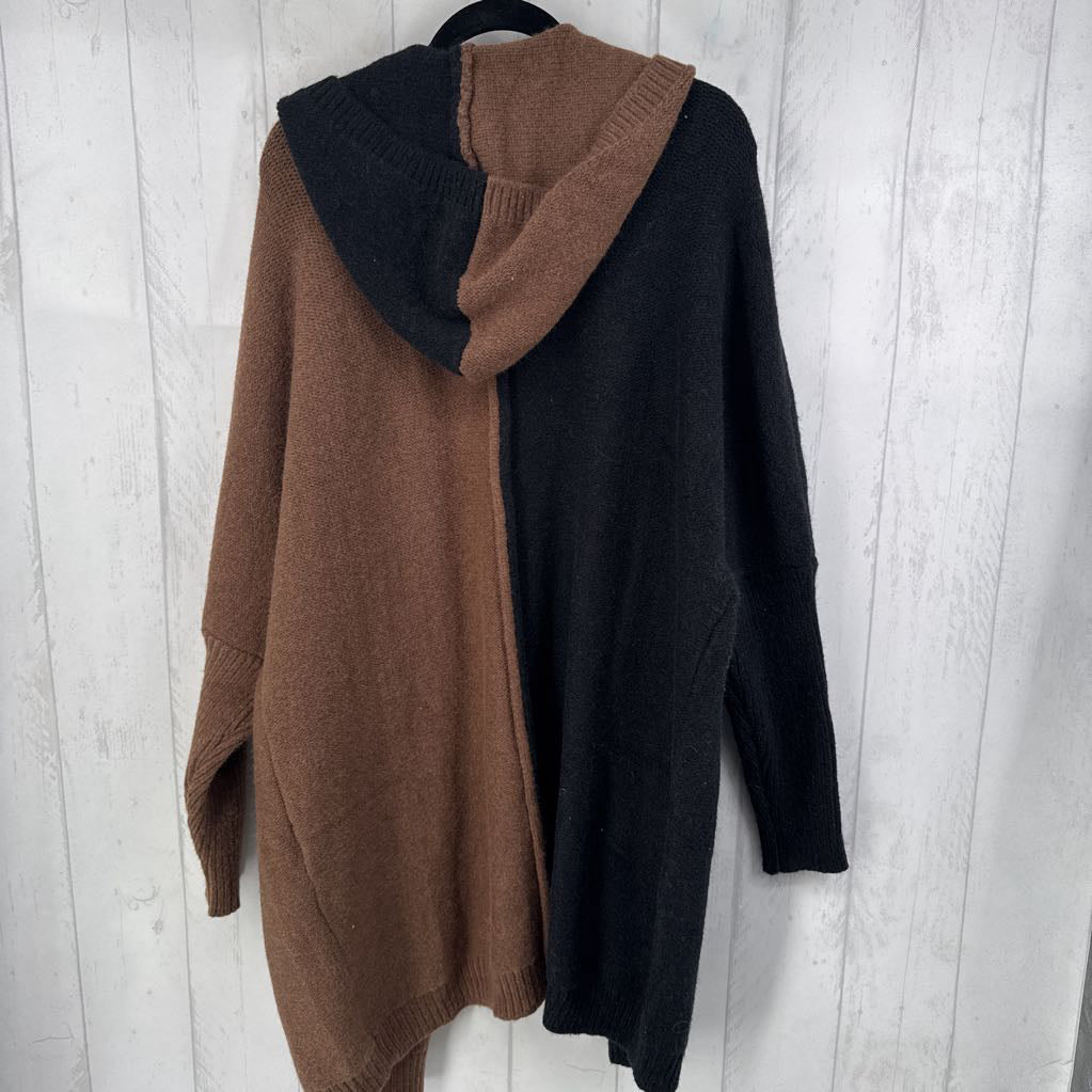 2XL colorblock sweater cardi w/hood