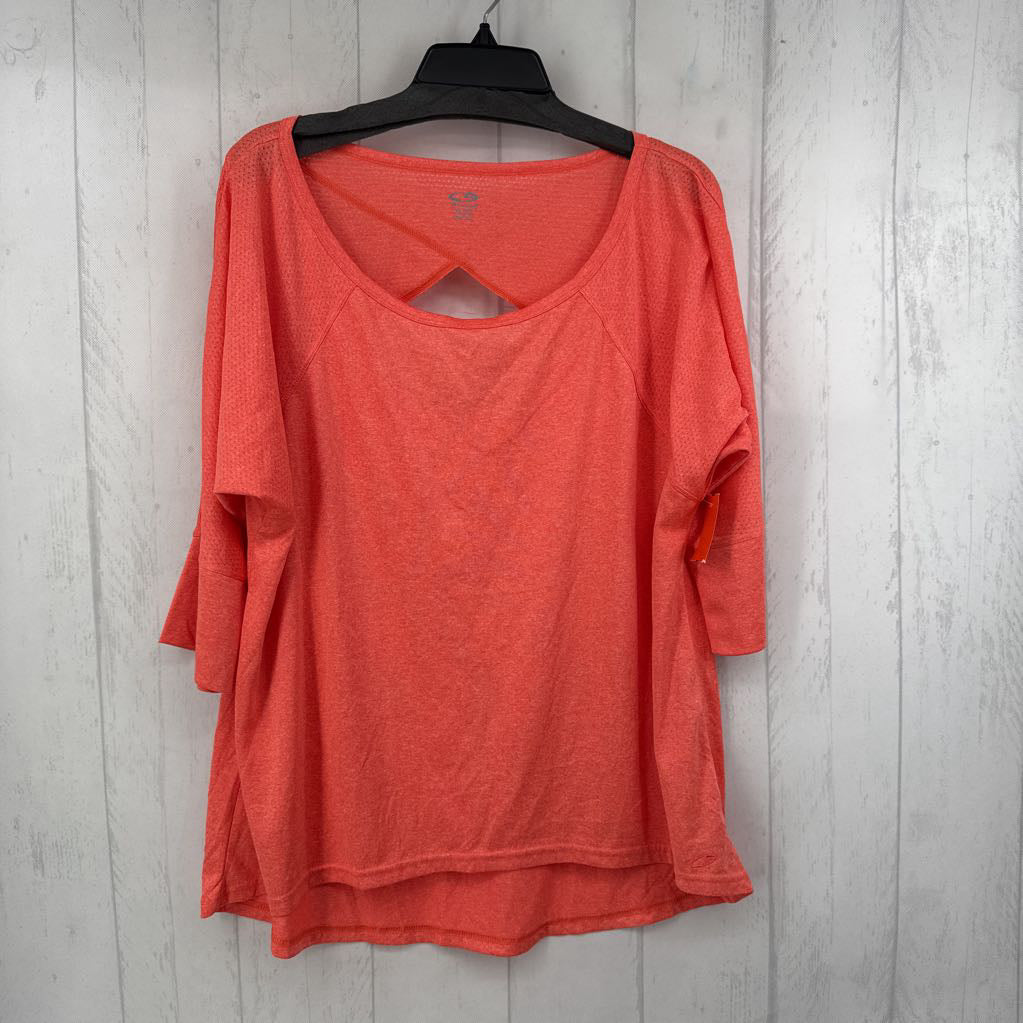 XL cutout back 3/4 slv top