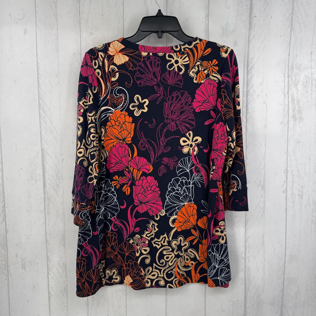 M flo print 3/4 slv top