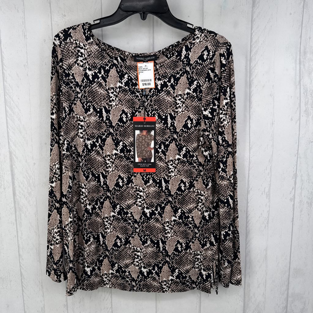 M snakeskin print l/s top