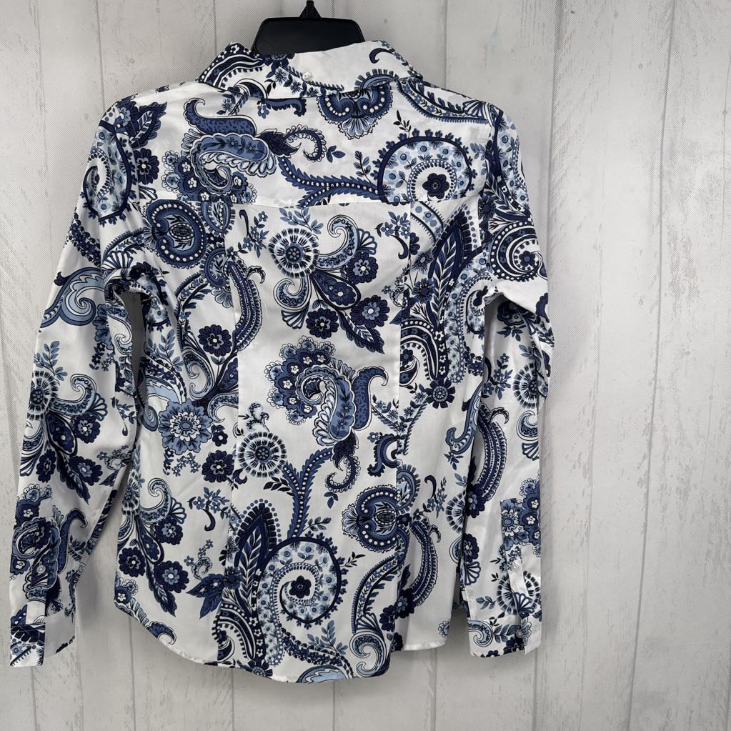 XS flo print button down l/s top