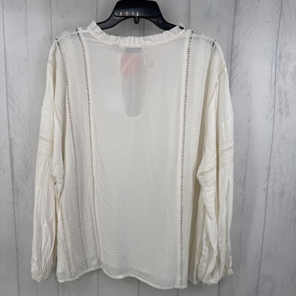 L crochet tie front l/s top