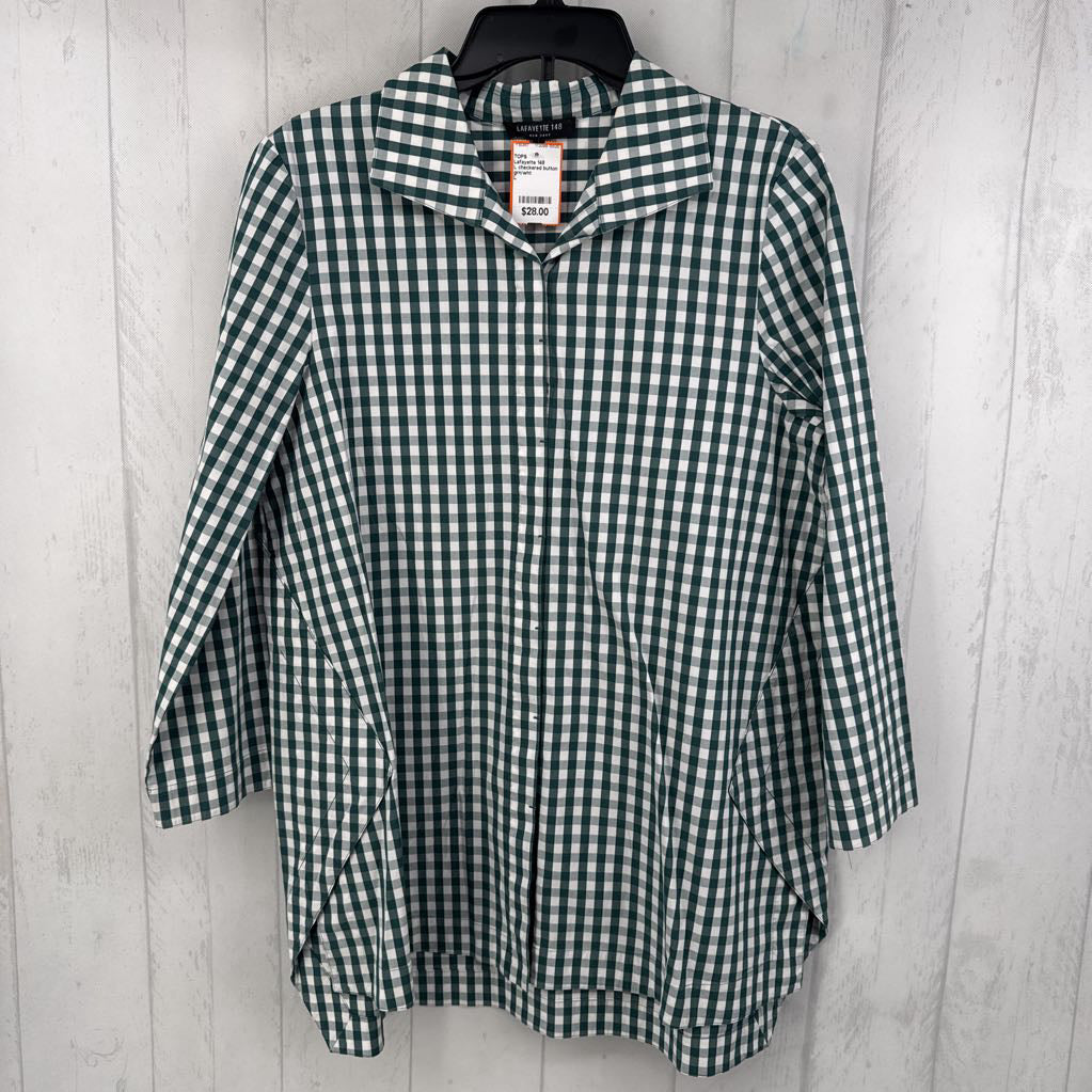 L checkered button down l/s top