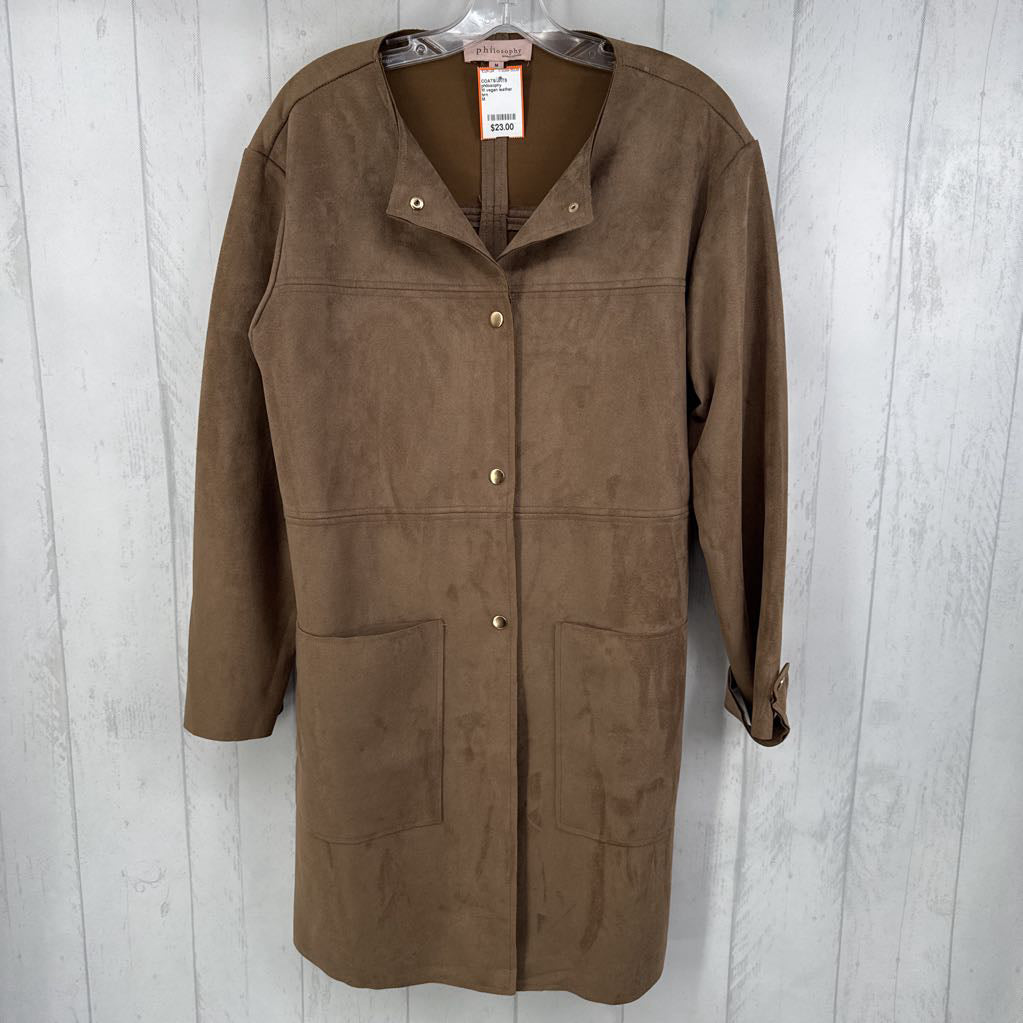 M vegan leather long jacket