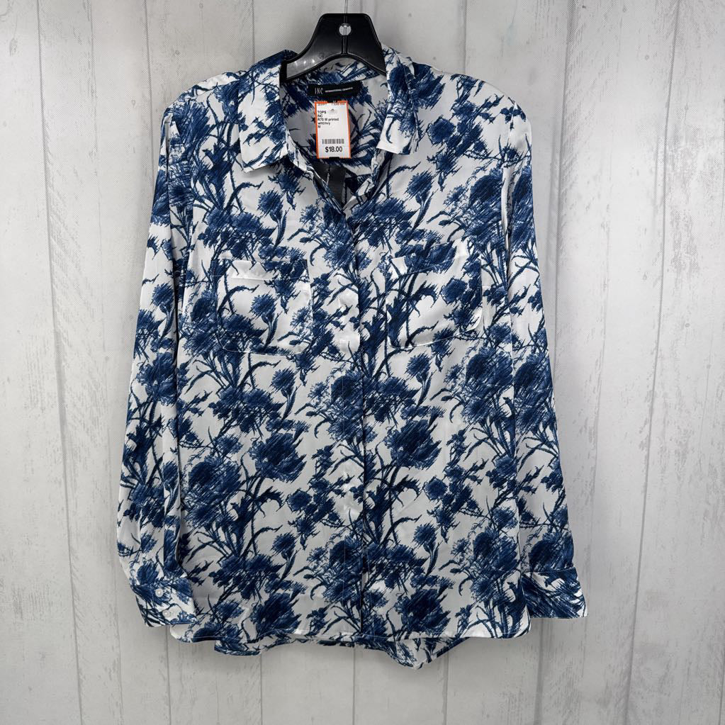 R70 M printed button down l/s top