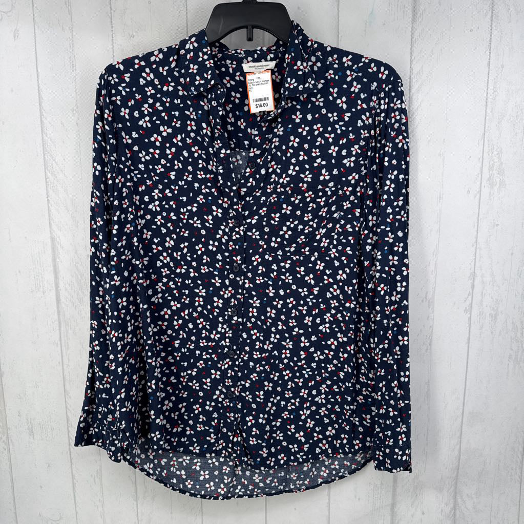 XL flo print button down l/s top