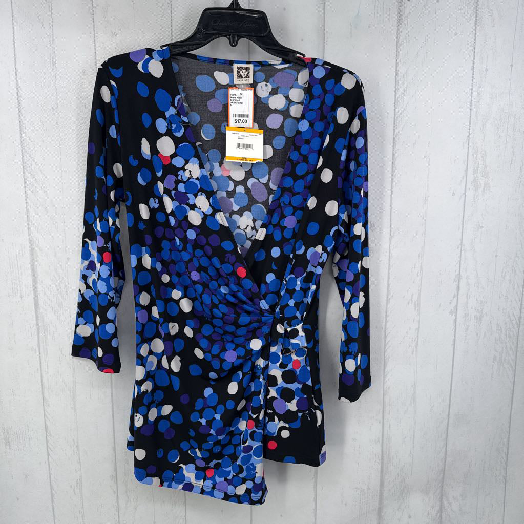 S printed crossover 3/4 slv top