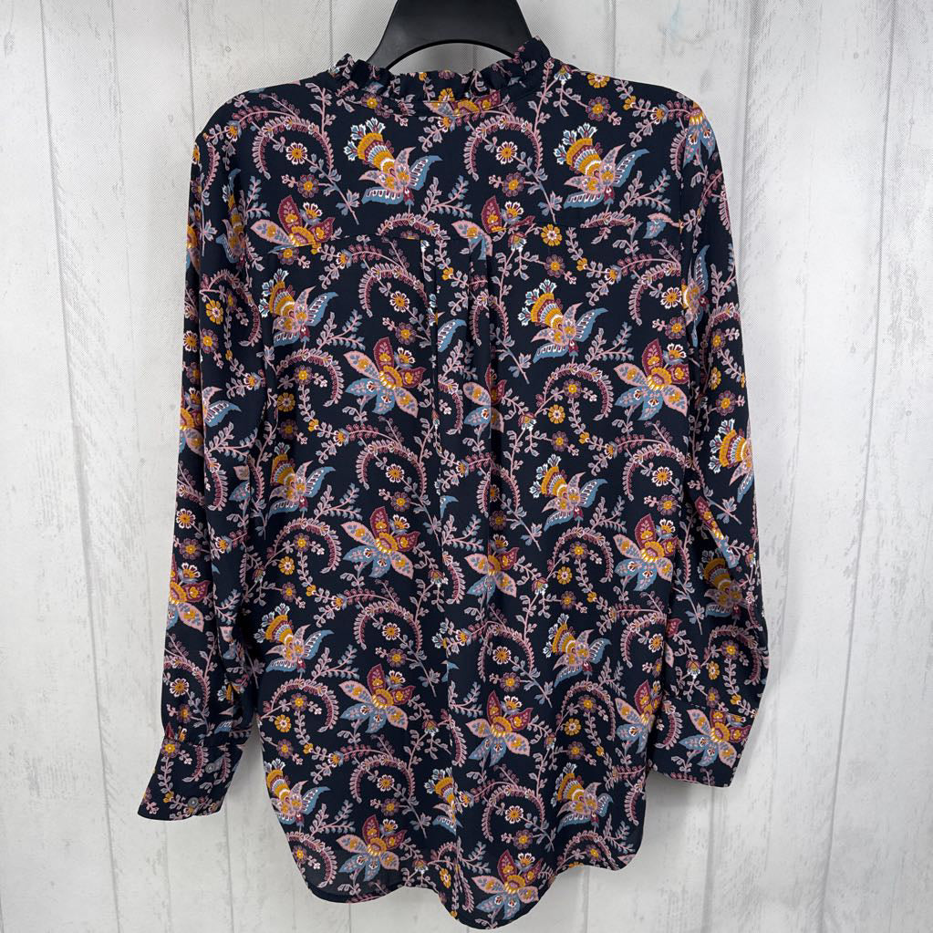 S flo print 1/2 button down l/s top