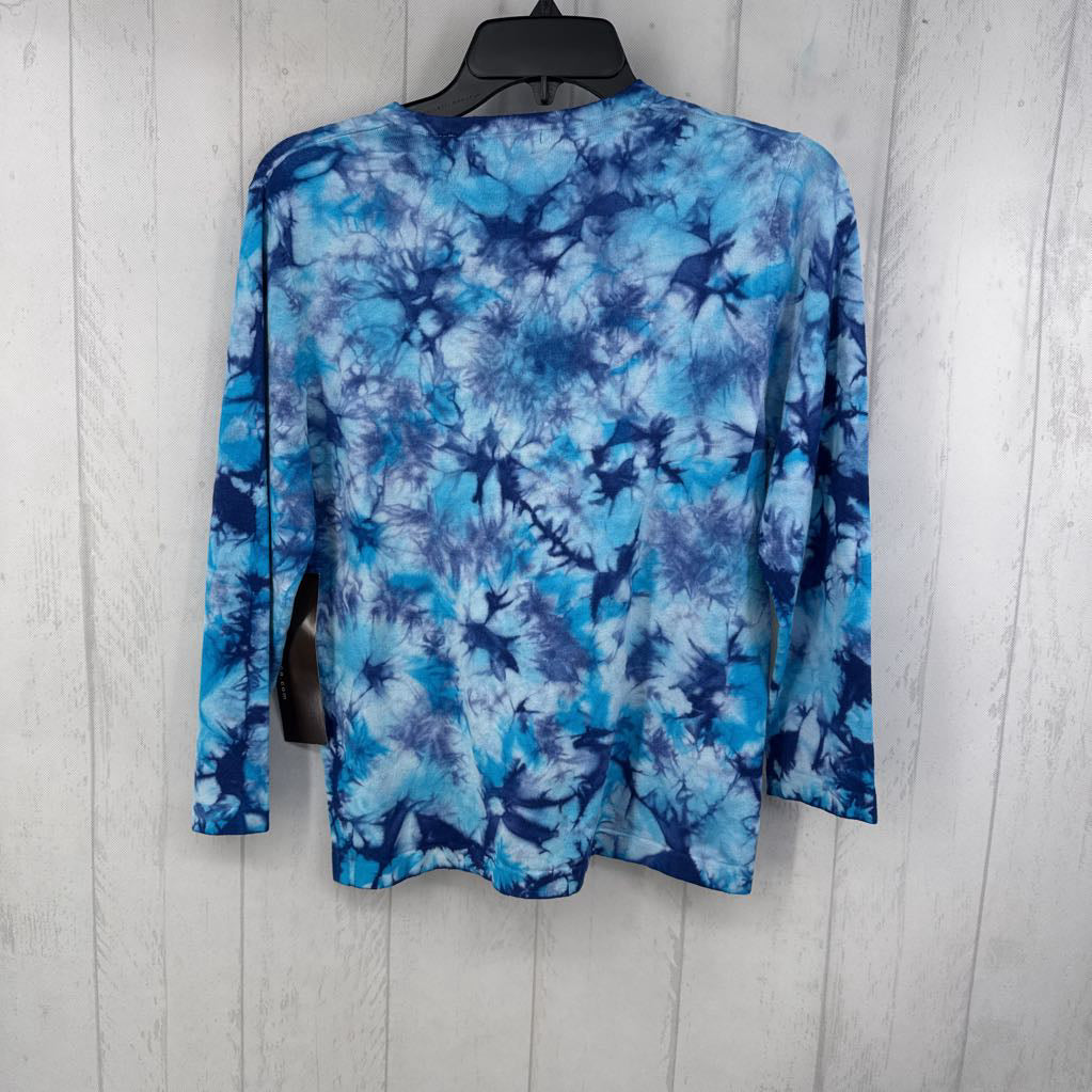 L tie-dye v-neck 3/4 slv top