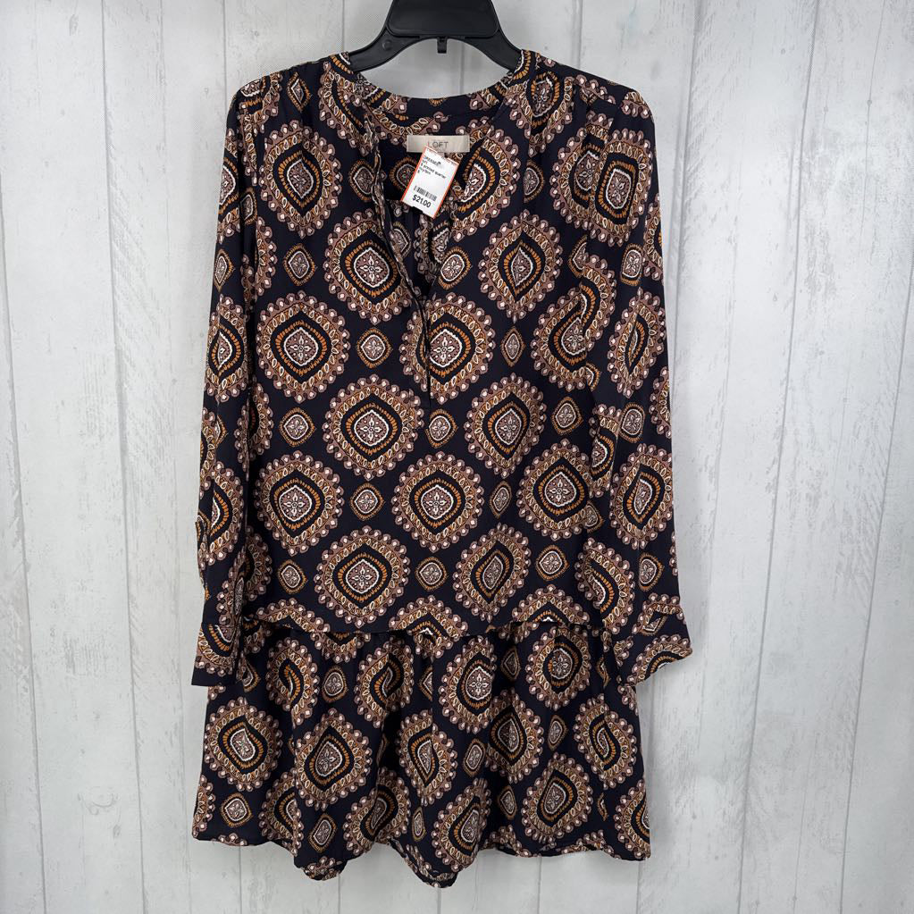 S printed quarter button down l/s dress