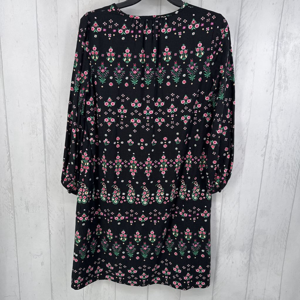 S flo print v-neck l/s dress