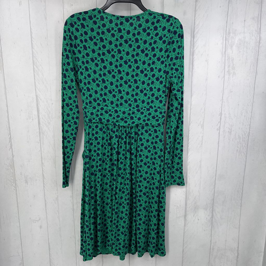 6 flo print crossover l/s dress