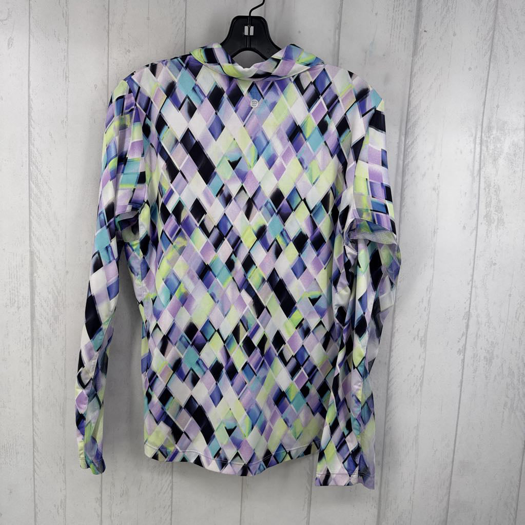 M printed 1/2 button down l/s top