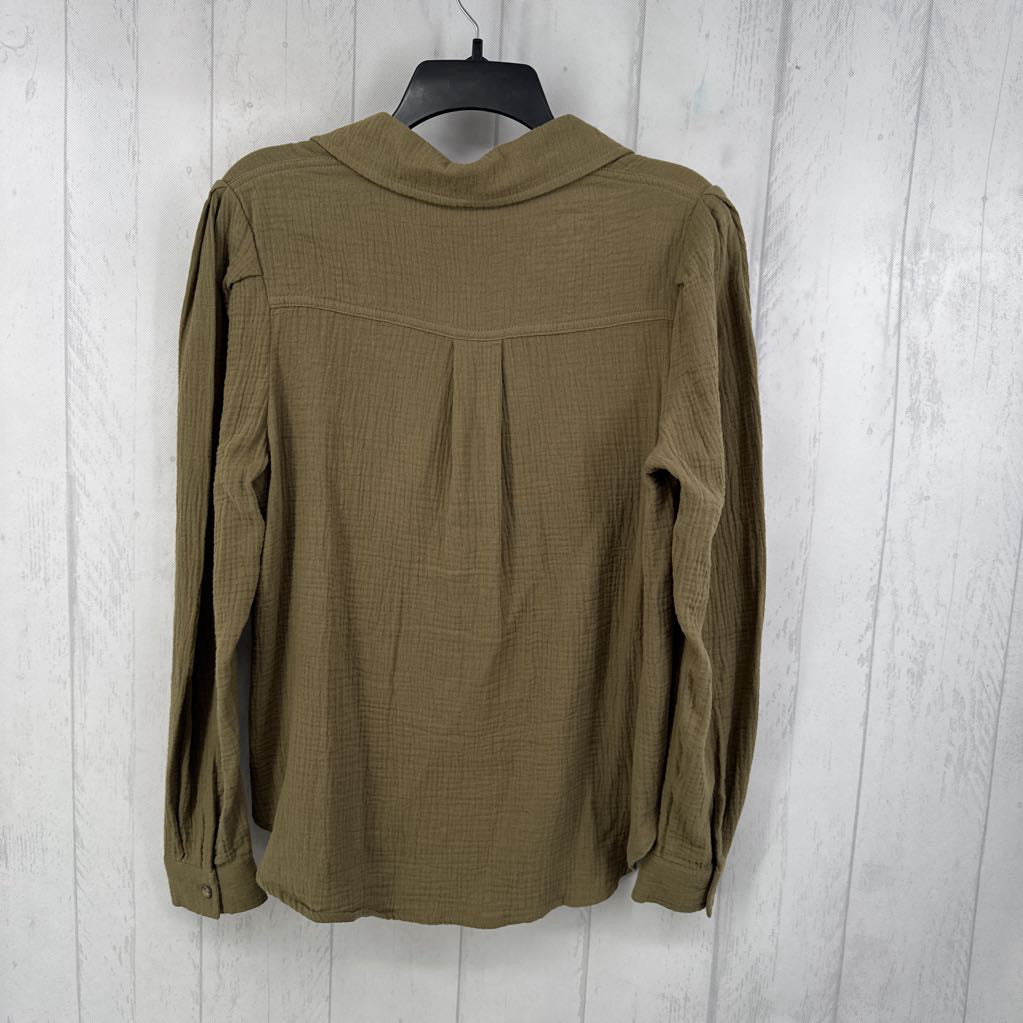 S gauzy button down l/s top