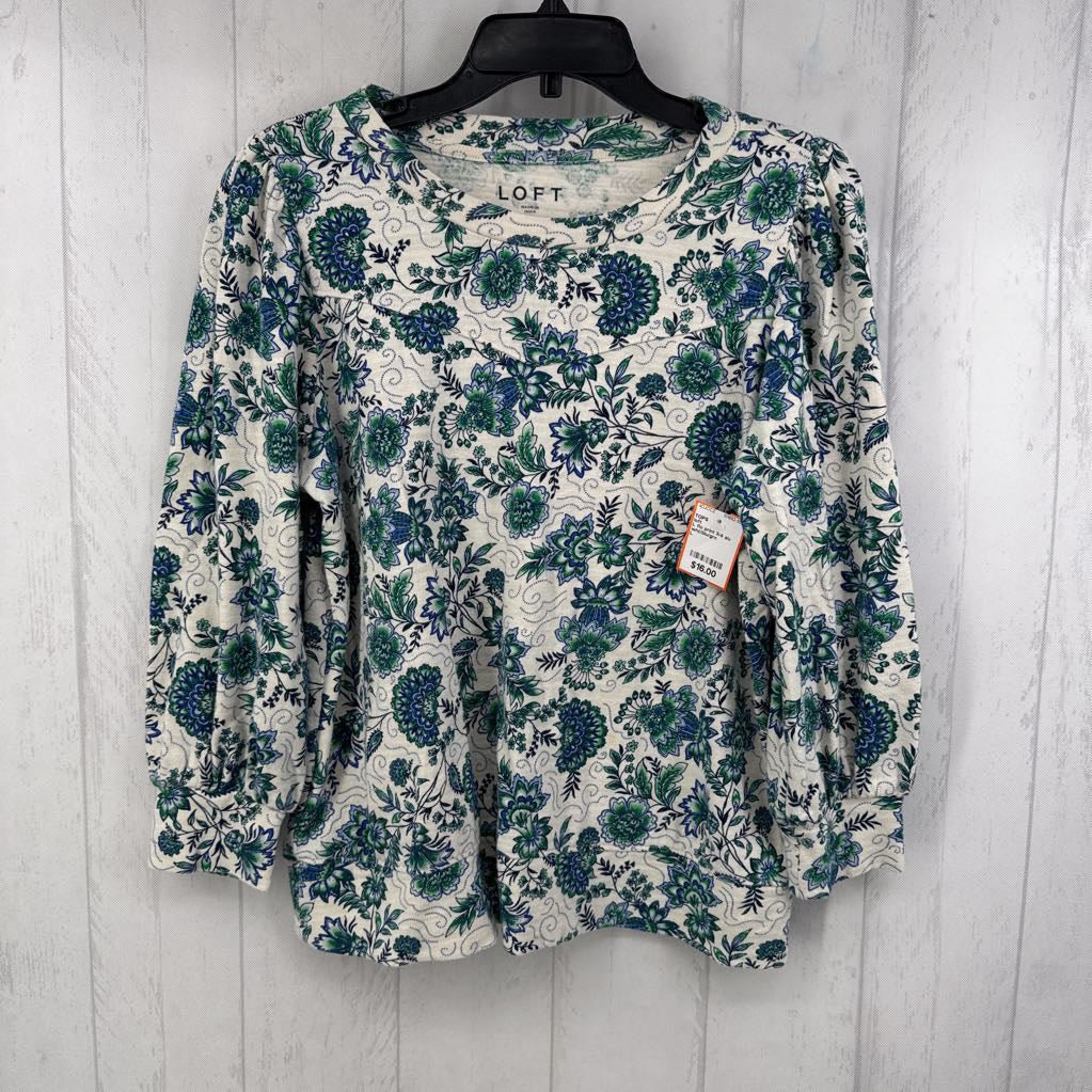 L flo print 3/4 slv top